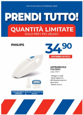 ASPIRAPOLVERE PORTATILE MINI PHILIPS FC6150/01